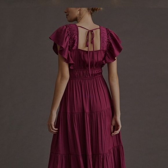 Anthropologie Deep Red Midi Dress - Picture 4 of 12